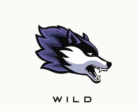 Move wild head wolf roar e-sport art logo design inspiration Stock Illustration