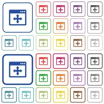 Move window outlined flat color icons Stock Illustration