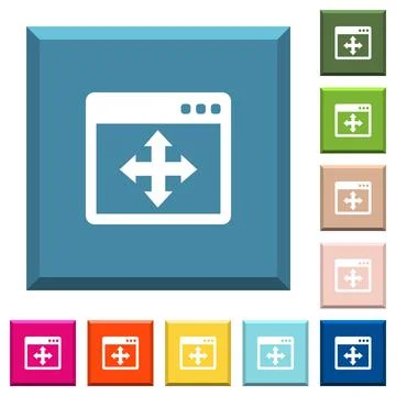 Move window white icons on edged square buttons Illustrazione stock
