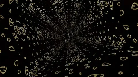 Movement of abstract backgrounds in the room plays gold-colored 3D animation Stock Footage 125354291
