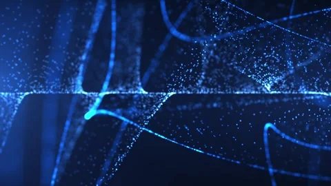 Movement of abstract blue particles on a dark background. Magic sparkles Stock Footage 276158652