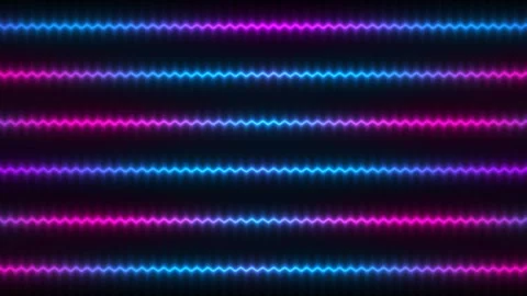 Movement of abstract neon zigzag lines of lights. Flow of wave horizontal Stock Footage 261980633