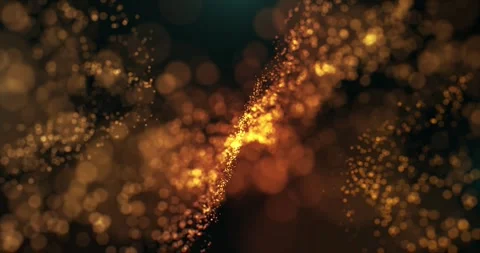 Movement abstract orange digital waves and particles. Golden wavy shapes Stock Footage 303084108