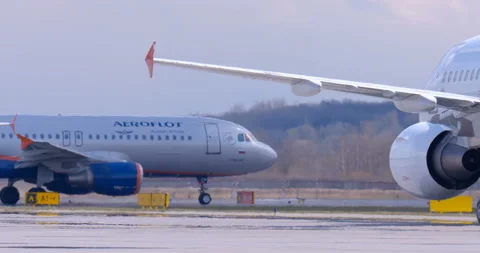 The movement of aircraft on the runway before takeoff Stock Footage 119574823