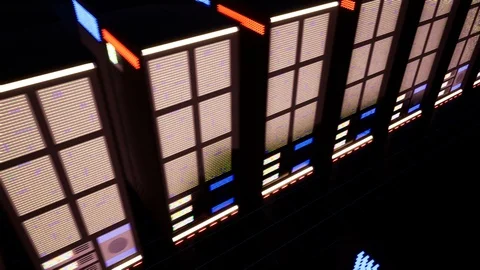 Movement along the computers inside a data center Stock Footage 93747001