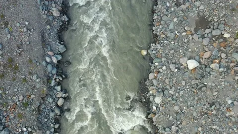 Movement along the course of a mountain river and rocky banks Stock Footage 167209800