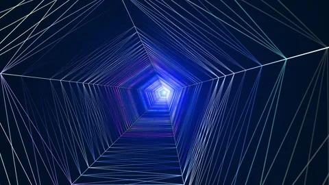 Movement along a helical line through an abstract pentagonal tunnel of color Stock Footage 248987499
