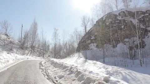 Movement along the trail in winter in the forest Stock Footage 52629669