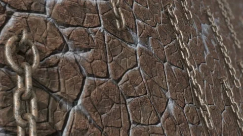 Movement along the wall with chains. Seamless loop Stock Footage 229836637