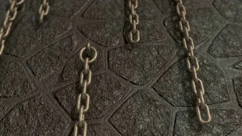 Movement along the wall with chains. Seamless loop Stock Footage 230949136