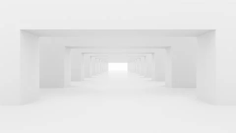 Movement along a white corridor with columns. Stock Footage 174077898