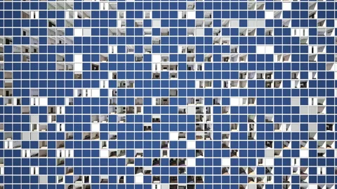 Movement along the windows of a skyscraper Stock Footage 170885402