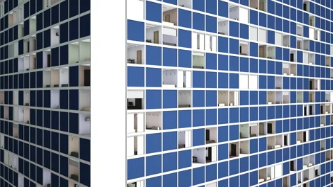 Movement along the windows of a skyscraper Video stock 170885532