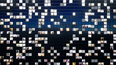 Movement along the windows of a skyscraper Video stock 171218411