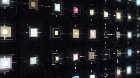 The movement and processing of data inside a server or computer. Animation Stock Illustration
