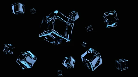 The movement of an array of pieces of ice in space. 3D rendering. Stock Footage 102877232