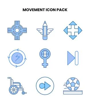 Movement Blue Design Icons Pack Stock Illustration