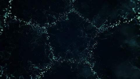 The movement of blue particles in the form of honeycombs inside the sphere 스톡 동영상 170233213