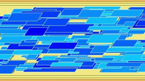 Movement of blue rectangles on a yellow background. Seamless loop Stock Footage 117335809