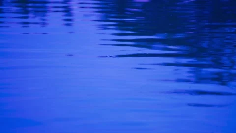 Movement of the blue water surface because of the wind when it is raining. Video stock 201937048