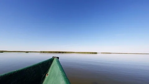 The movement of a boat on the river Stock Footage 89587297