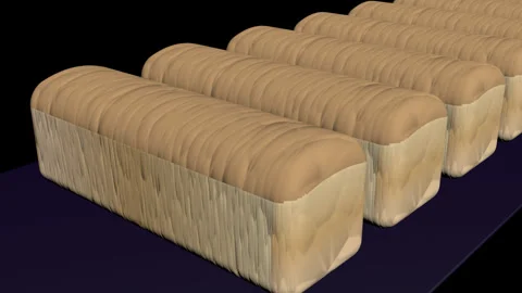 Movement of bread in conveyor 3danimation Stock Footage 279270640