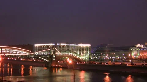 The movement on the bridge in Moscow Stock Footage 50960213