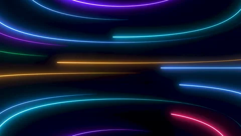 Movement of bright multicolored neon lines Видео 232651760