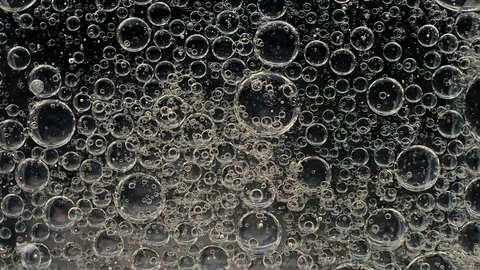 Movement of bubbles in liquid. Black color. Stock Footage 103273245