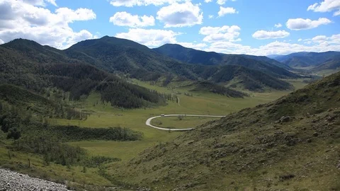 The movement of the bus on a mountain road Stock-Footage 71548186