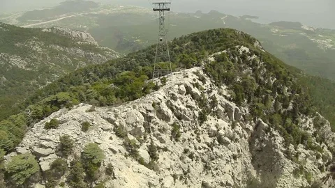 The movement in the cable car in the mountains Stock Footage 74944600