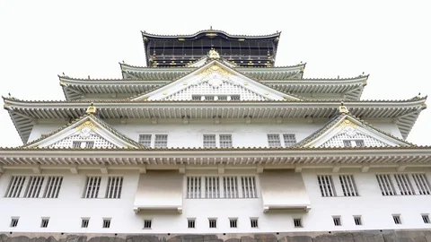 Movement of the camera along osaka castle Stock Footage 96421049