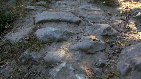 Movement of the camera over the mountain road Stock Footage 80414095