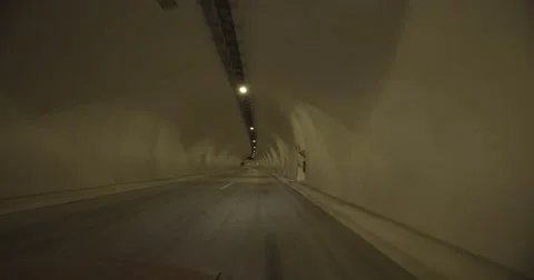 Movement of the car lit tunnel Stock Footage