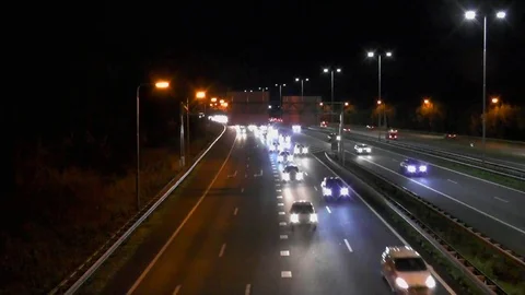 The movement of the car on a night highway. Stock Footage 120651937