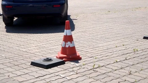 Movement of the car in reverse. Parking training Stock Footage 94820375