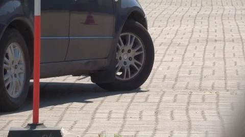 Movement of the car in reverse. Parking training Stock Footage 105286522