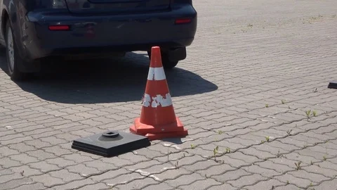 Movement of the car in reverse. Parking training Stock Footage 105286602