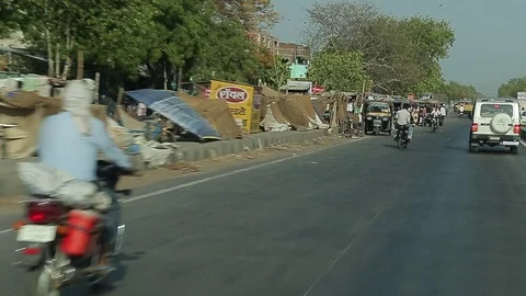 The movement of the car on the roads of India .Day Stock Footage 77629012