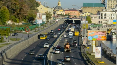 Movement of cars highway Stock Footage