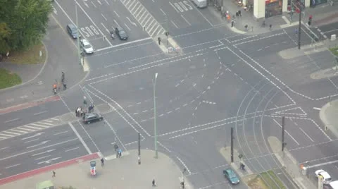 Movement of cars at an intersection, the top view Video stock 12429825