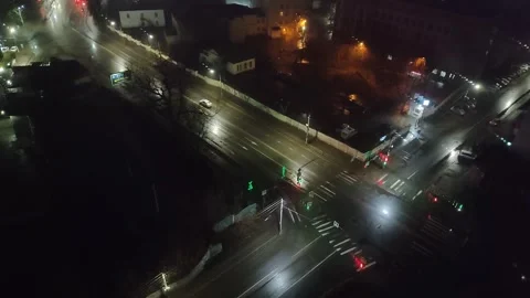Movement of cars through an adjustable intersection with traffic light. Top view Stock Footage 311151831
