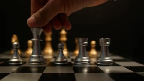 Movement of chess game playing on the table Stock Footage 160542861