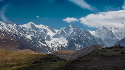 The movement of clouds across the sky over the mountains. Stock Footage 153245782