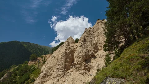 Movement of clouds and water flows in a stormy river in the mountains Video stock 87298658