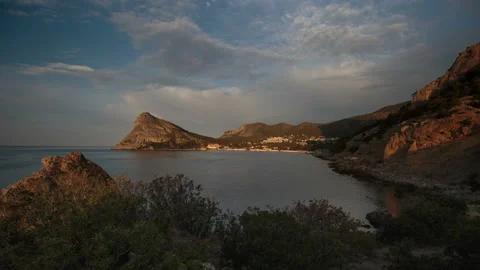 Movement of clouds and water flows in a stormy river in the Caucasus mountains Stock Footage 89848284