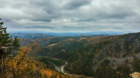 The movement of clouds. A beautiful mountain landscape. Timelapse Stock Footage 96760744