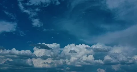 Movement of clouds in the blue sky. Stock Footage 129946667