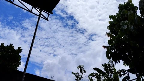 Movement of clouds in the clear sky Stock Footage 304313850