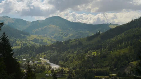 The movement of clouds high in the Carpathian Mountains (Timelapse) Stock-Footage 26119180